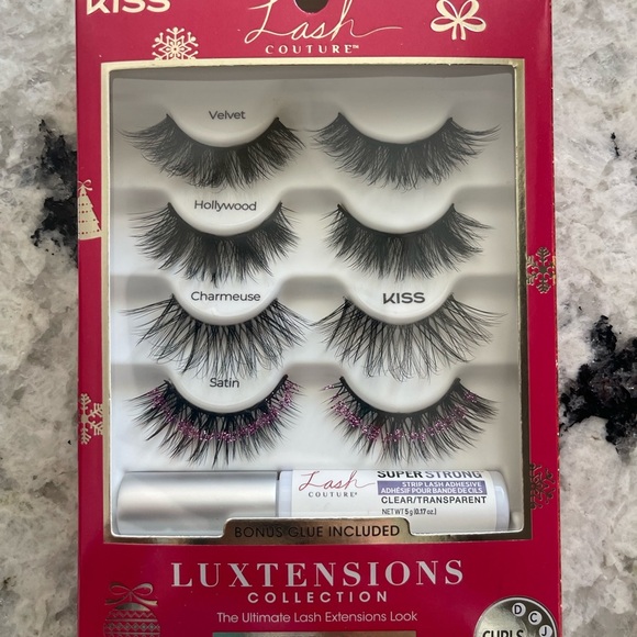 NIB Kiss Luxtensions Collection Lashes Super Slim Band Lgt. Weight 4 Pair w/Glue - Picture 2 of 5